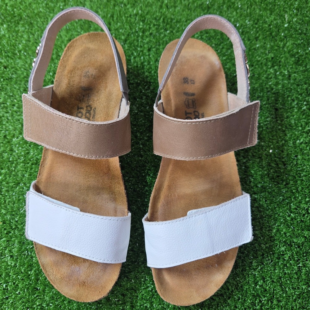 NOAT Eliana Leather Sandals Womens size EU 38 U.S. 7 White & Tan
